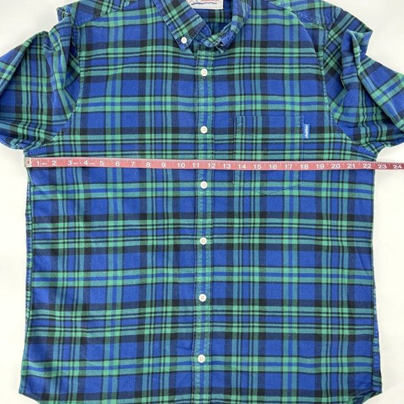 Men's‎ Chubbies Long Sleeve Button Down Flannel Shirt Blue Green Tartan Plaid L - Picture 8 of 9
